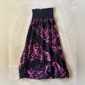 Hot pink and black patterned skirt